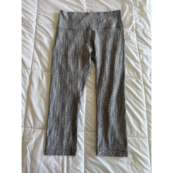 Lululemon Wunder Under Crop Sz 10 (Hi-Rise) 21" Luon Jacquard Battleship Silver - Picture 4 of 12